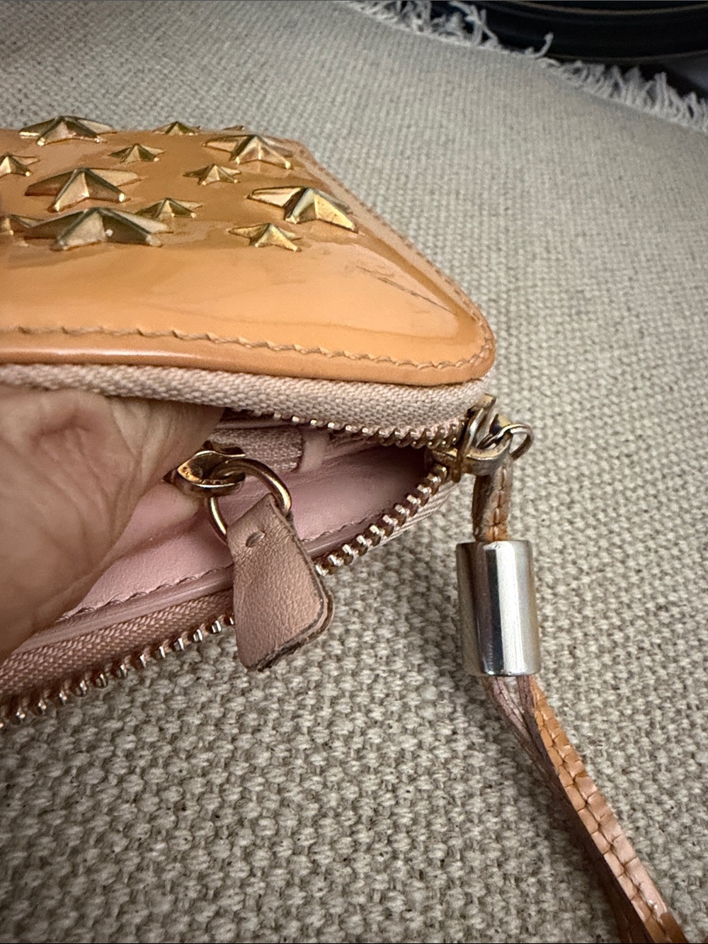 Jimmy Choo Studded Star Zip Wallet - Orange Patent Leather - Picture 14 of 16